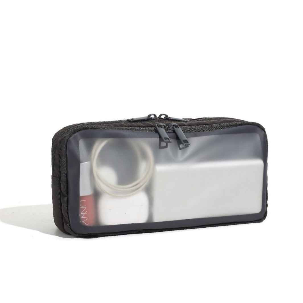 Transparent Makeup & Digital Organizer Bag – Travel Gadget Pouch Black L