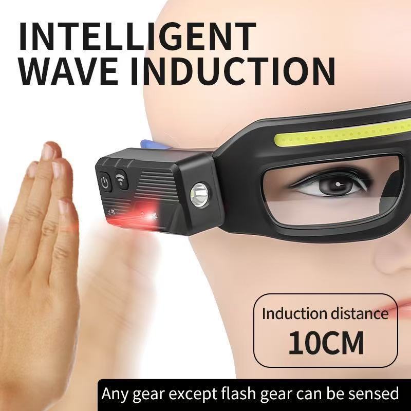 LED Glasses Rechargeable Headlight with Motion Sensor and Touch Control