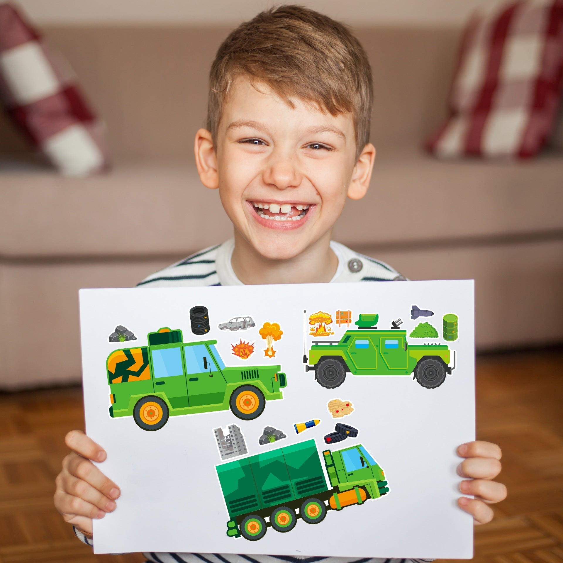 Make a Face Military Truck Tank Stickers for Kids 24 Sheets