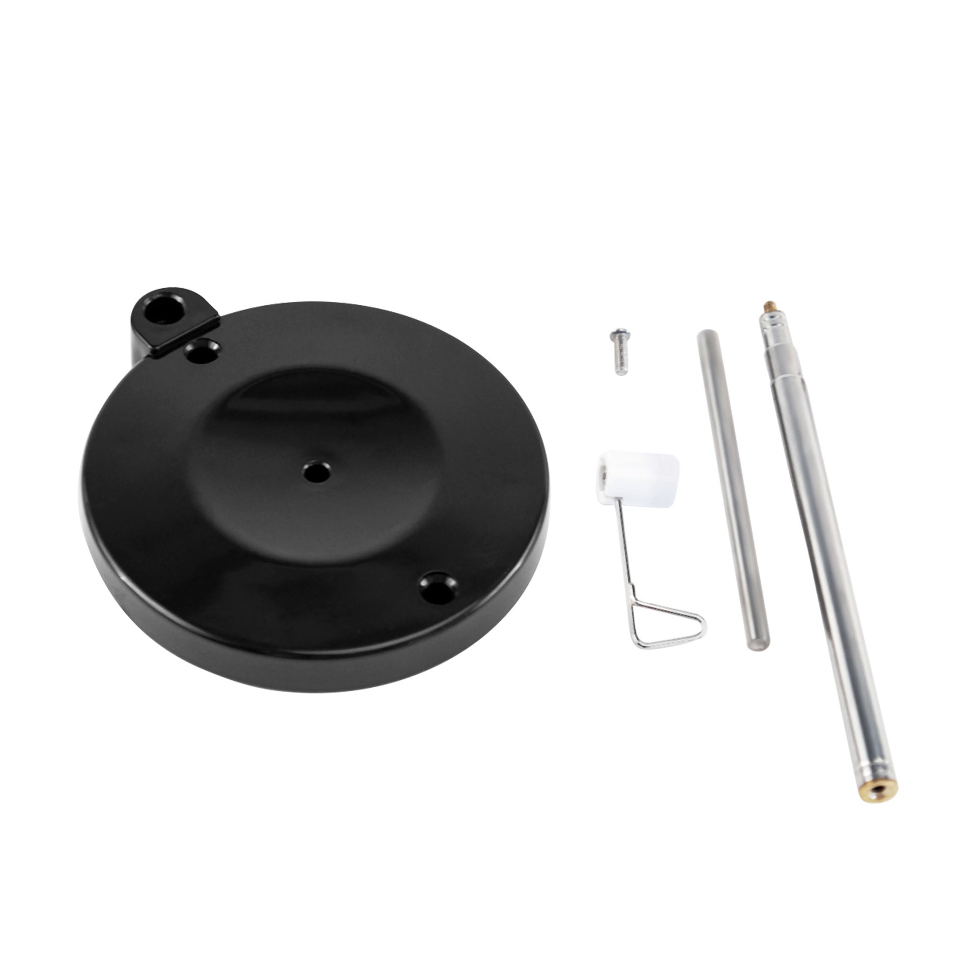 Thread stand circular base with mounting bar, threaded rod, and cone holders