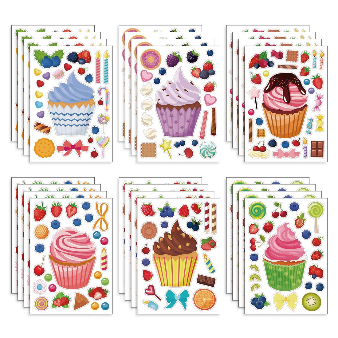 Make a Face Strawberry Ice Cream Stickers for Kids 24 Sheets