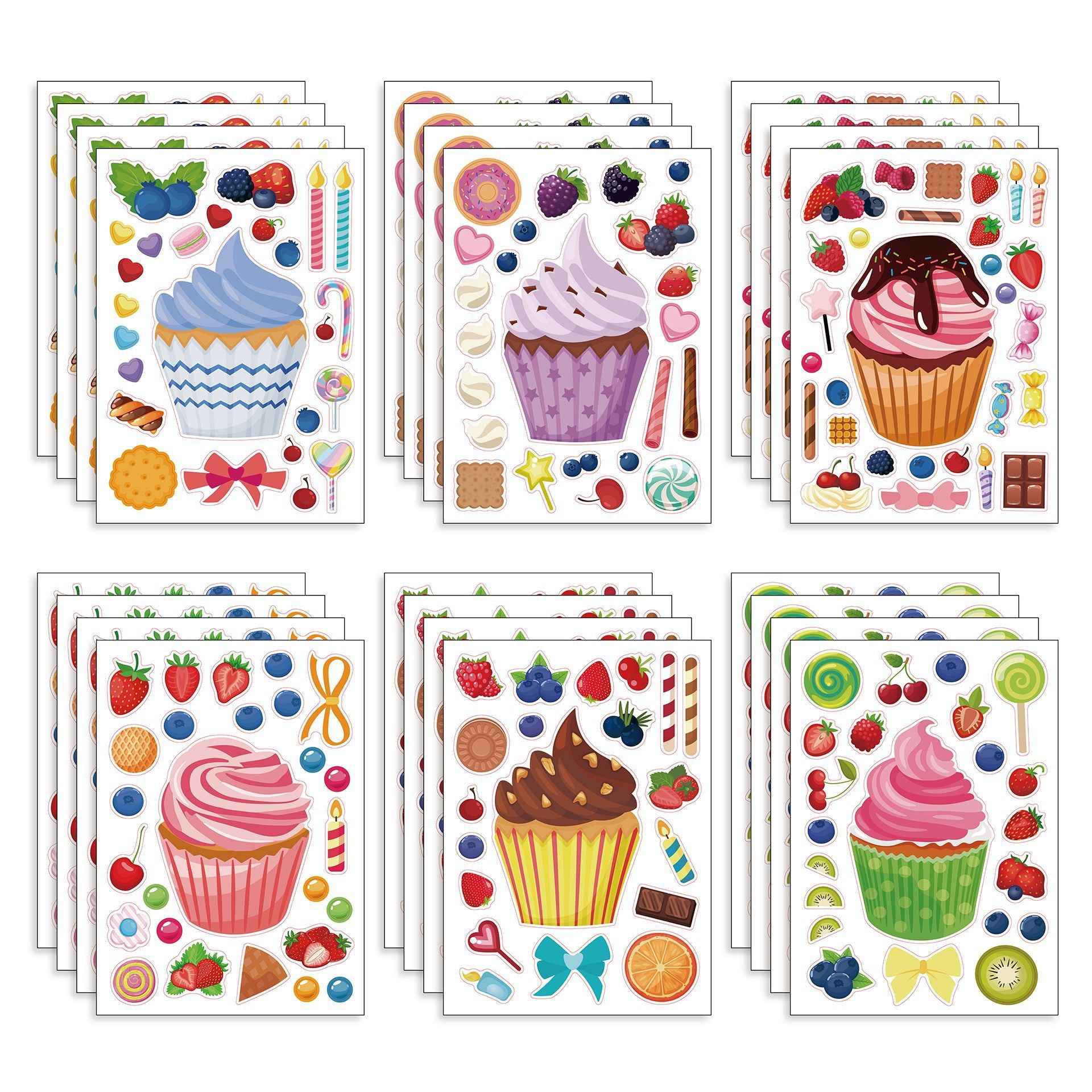 Make a Face Strawberry Ice Cream Stickers for Kids 24 Sheets
