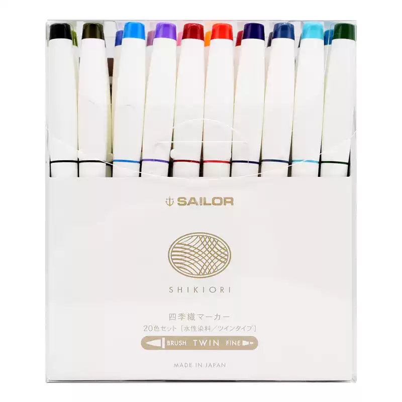 Sailor Shikiori Markers - Dual Tip - Water-Based Pen,20 Colors
