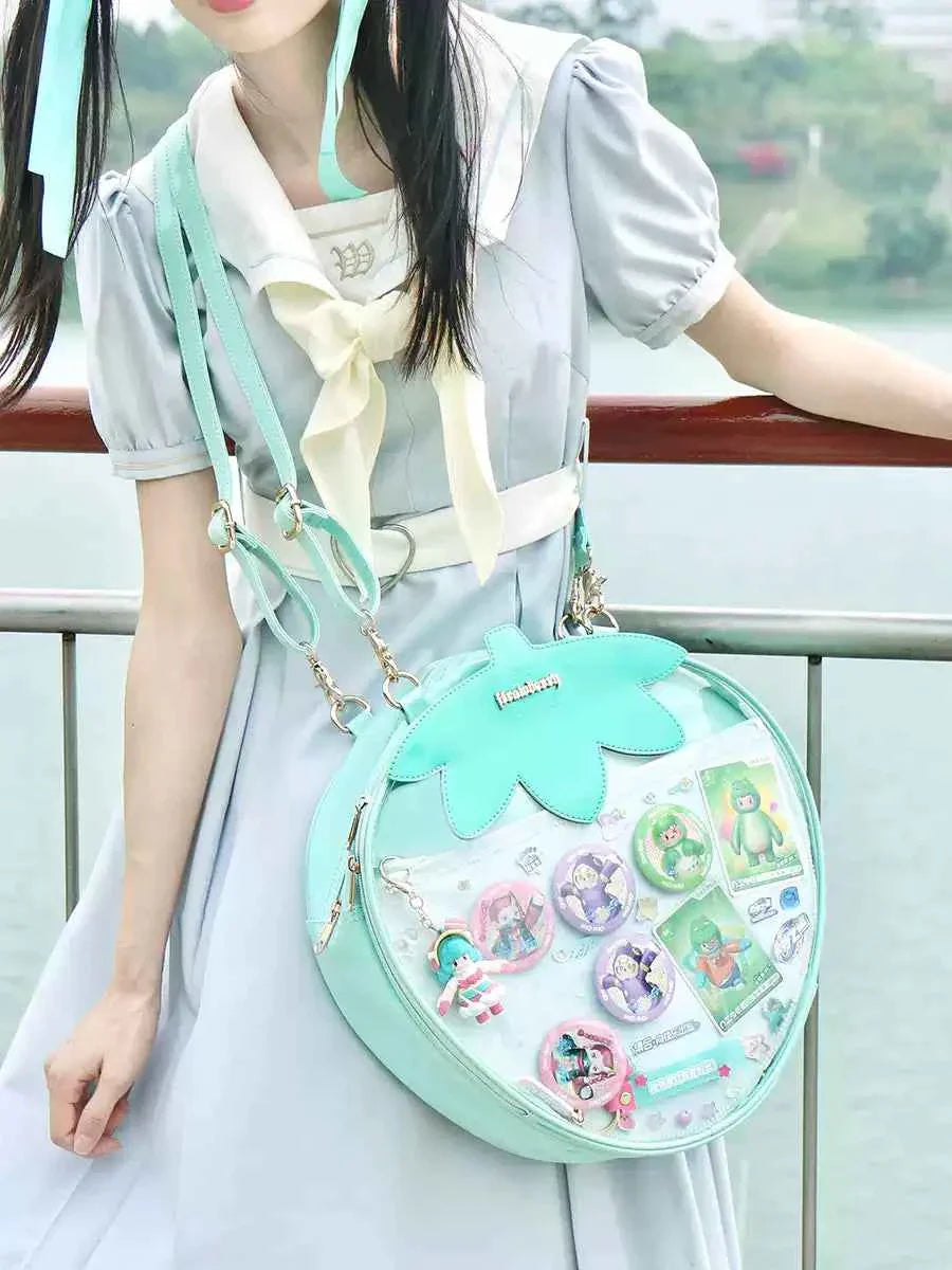 Strawberry Ita Bag A4 Size with Adjustable Shoulder Straps Mint Green