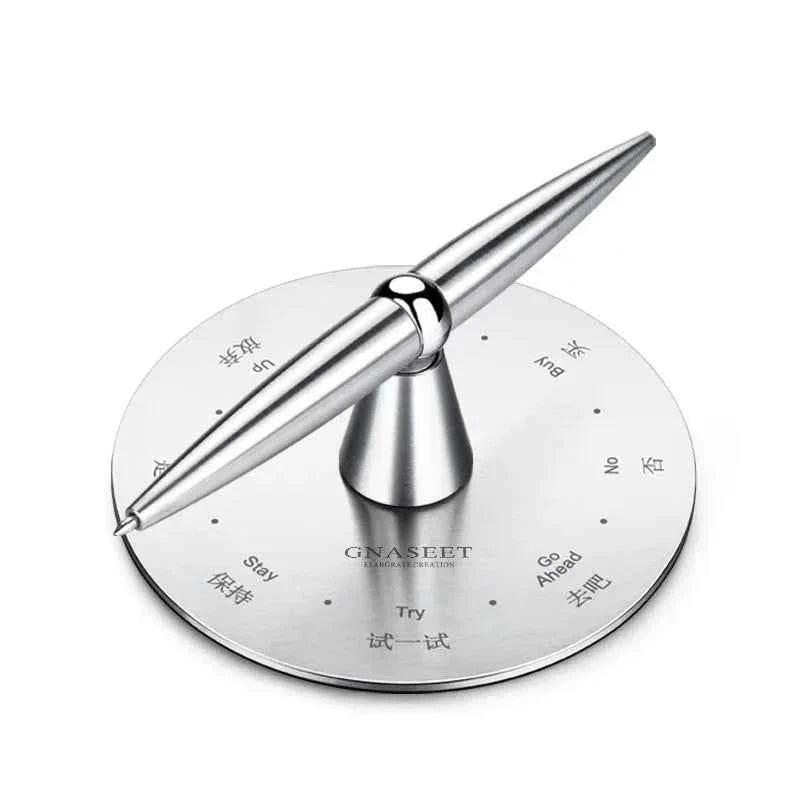 GNASEET Brushed Stainless Steel Spinning Stress Relief Decision Pen