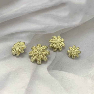 Gold Metal Leaf shank buttons, snowflake-style set of four