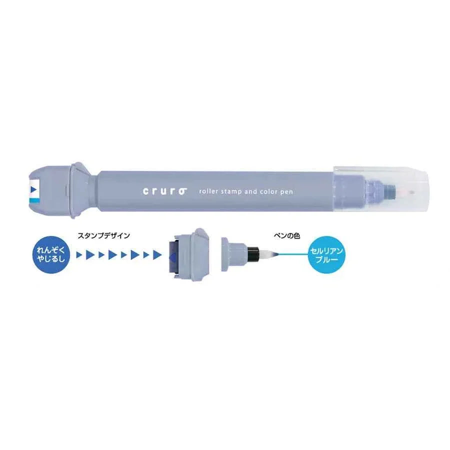 Kutsuwa Cruro Roller Stamp and Color Pen Blue