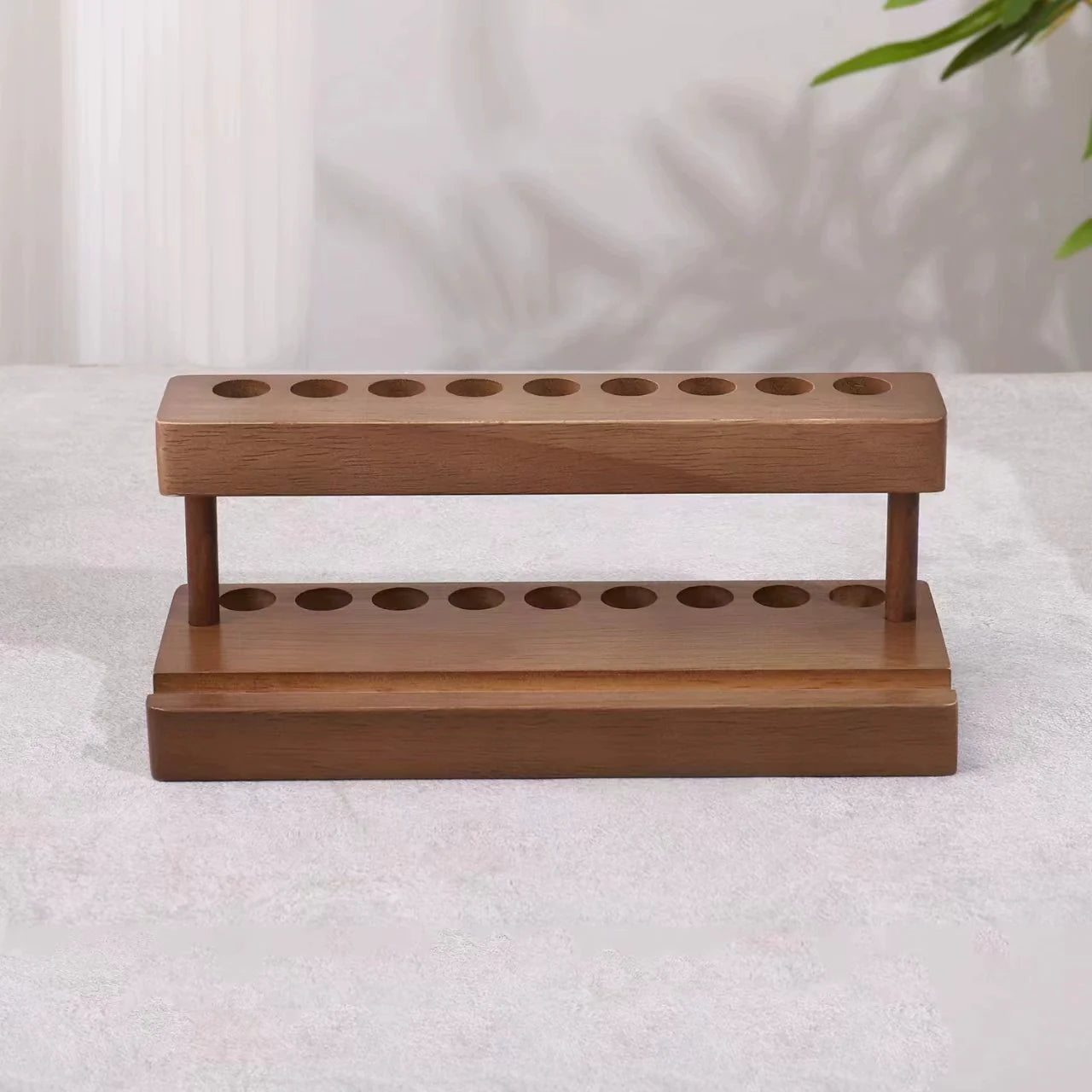 Wooden Pencil & Pen Holder with 9 Slots Cell Phone Stand A