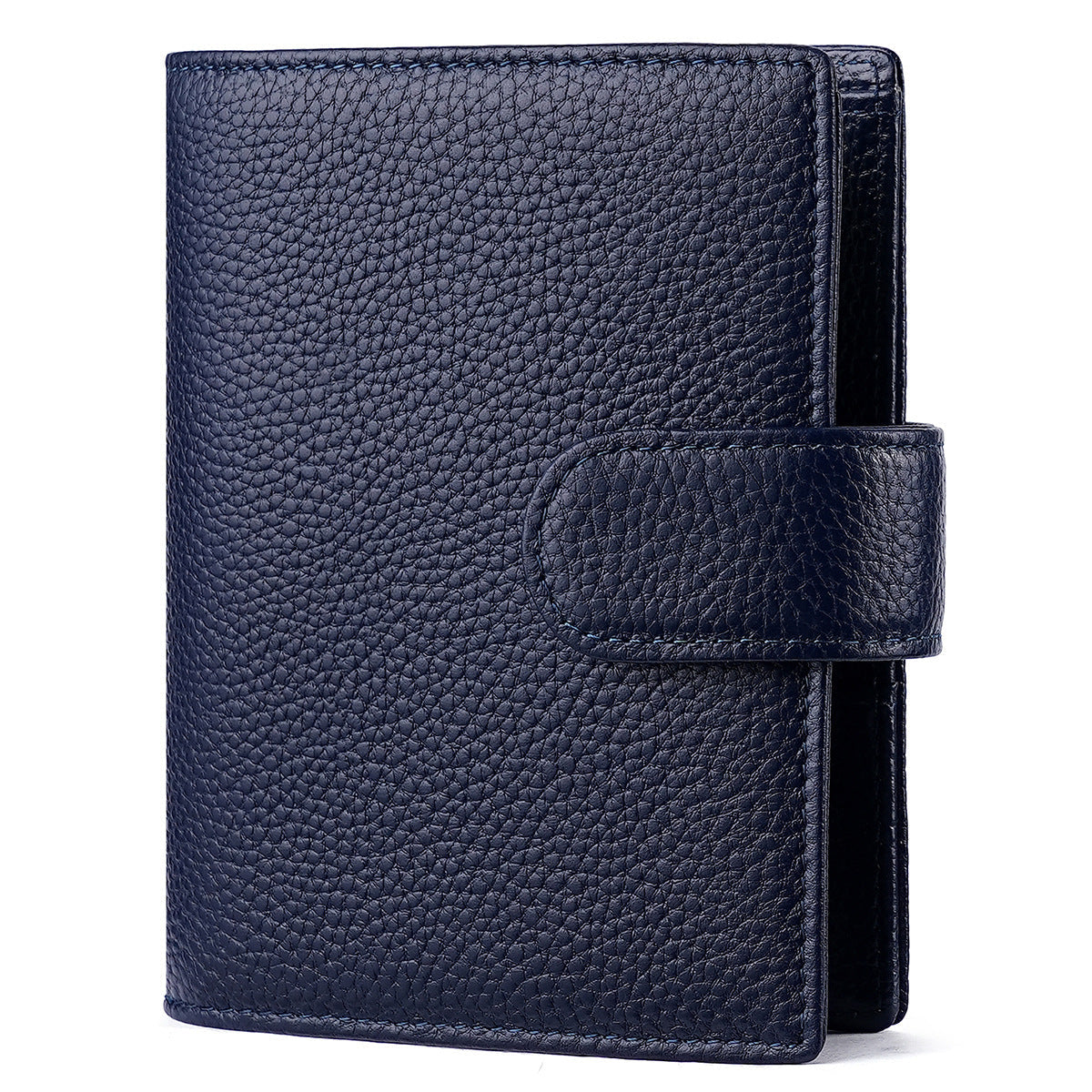 A7 Leather Pocket Notebook Wallet 6-Ring Binder Card,Cash & Coin Slots Blue