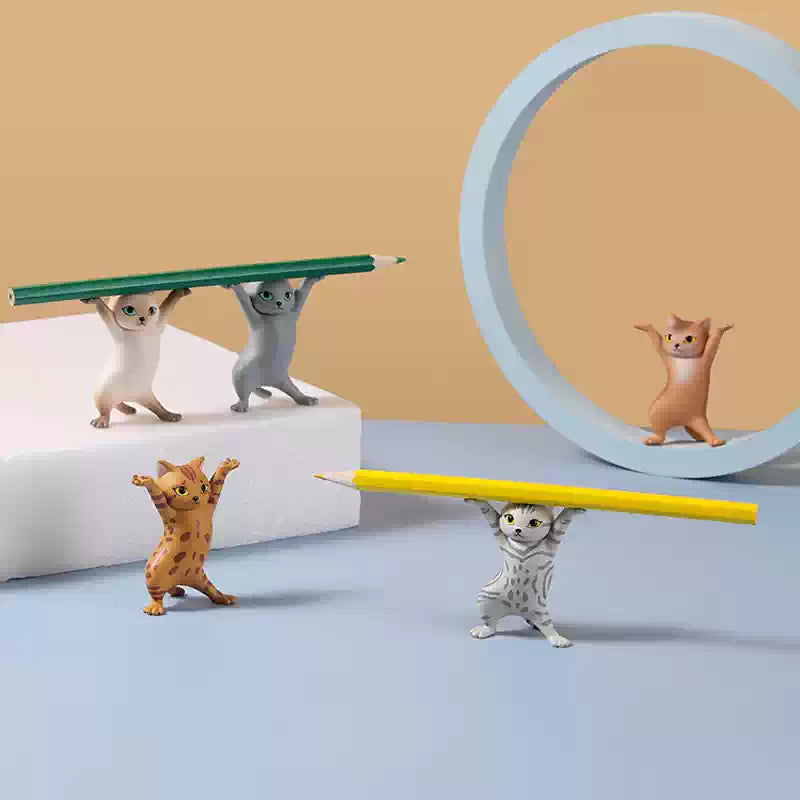 Playful Cat Figurine Pen Holder Set 5-Piece
