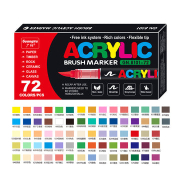 GuangNa GN8101 Soft Brush Acrylic Marker Set 48/60/72 Colors 72 Colors