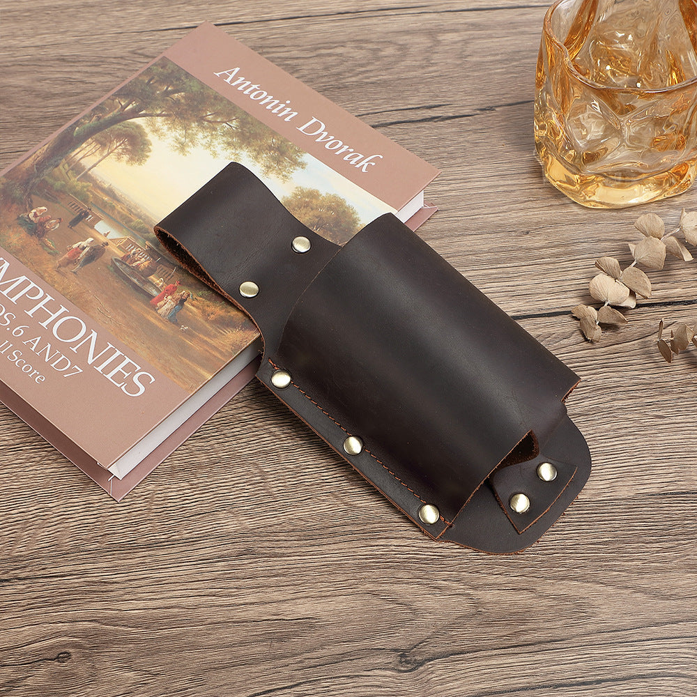 Genuine Leather Belt-Mounted Beer Holster Bottle Holder