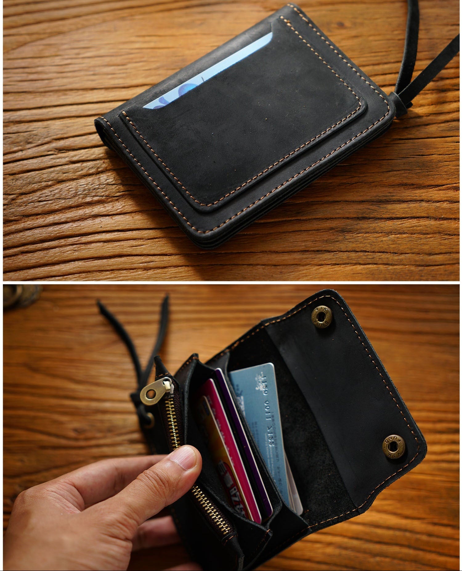 Handmade Crazy Horse Leather Card Holder Wallet