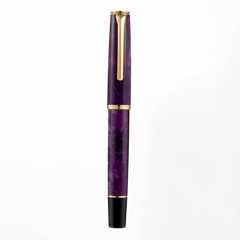 Hongdian N12 Piston Fountain Pen Fine Soft Nib Acrylic Design Purple