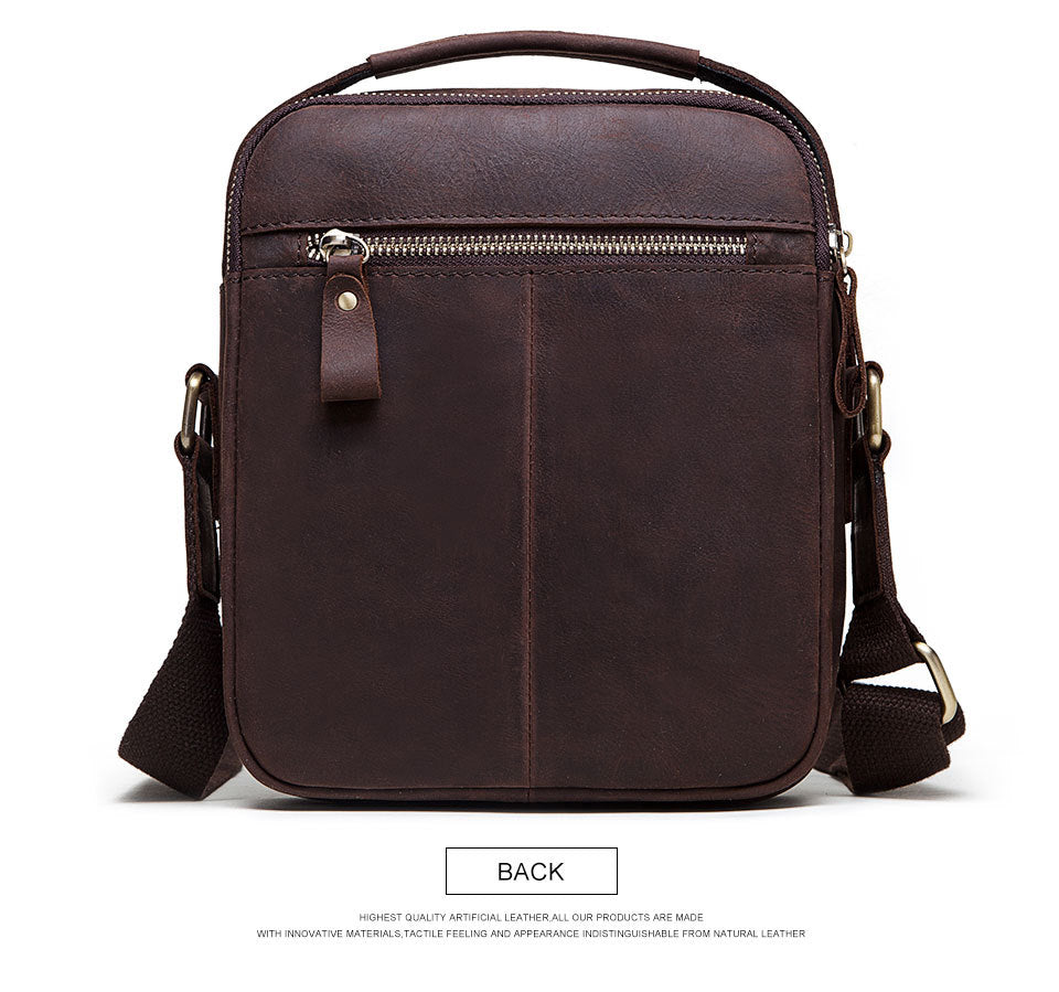 Brown Crazy Horse Leather Men's Shoulder Bag,Business Commuter Bag