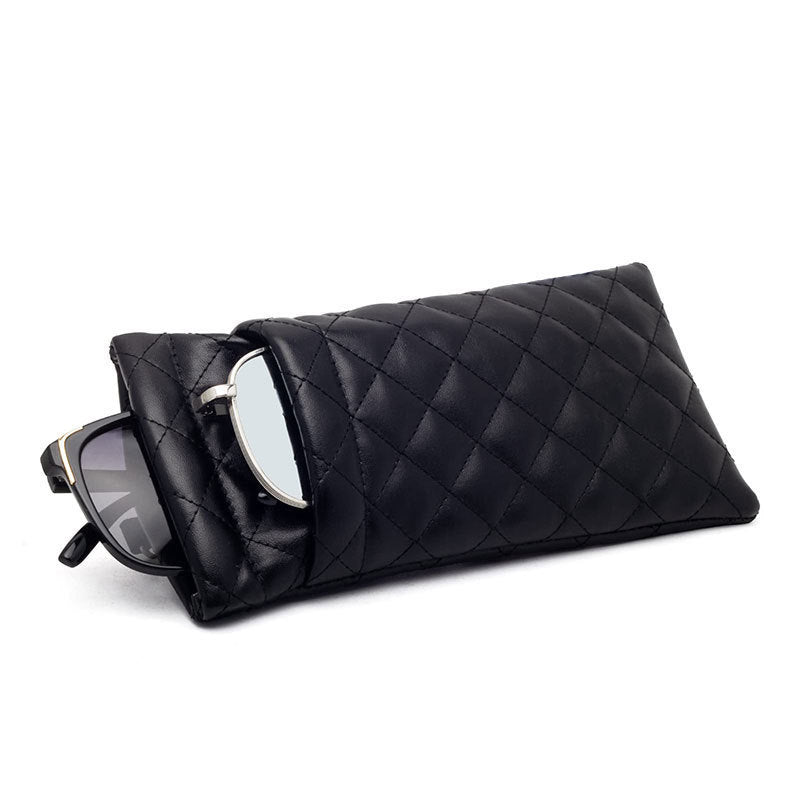 Double Layer Sunglasses Case - PU Leather Eyewear Protective Sleeve Pink