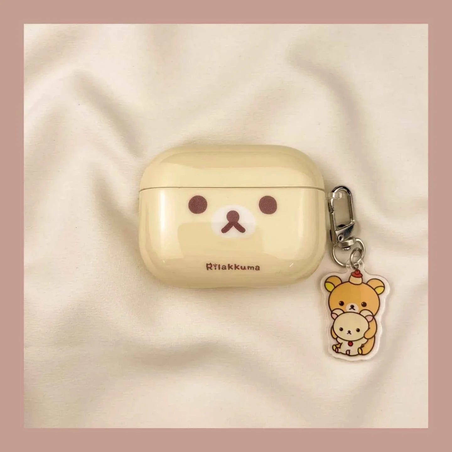 Pink & Yellow Cartoon Rilakkuma AirPods Case D