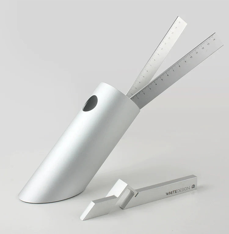 Tilted Aluminum Cylinder Pen Holder - Modern Desktop Organizer
