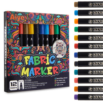 12/24 Fabric Marker Pens Set for Shoes T-Shirts & Bags 12 Colors
