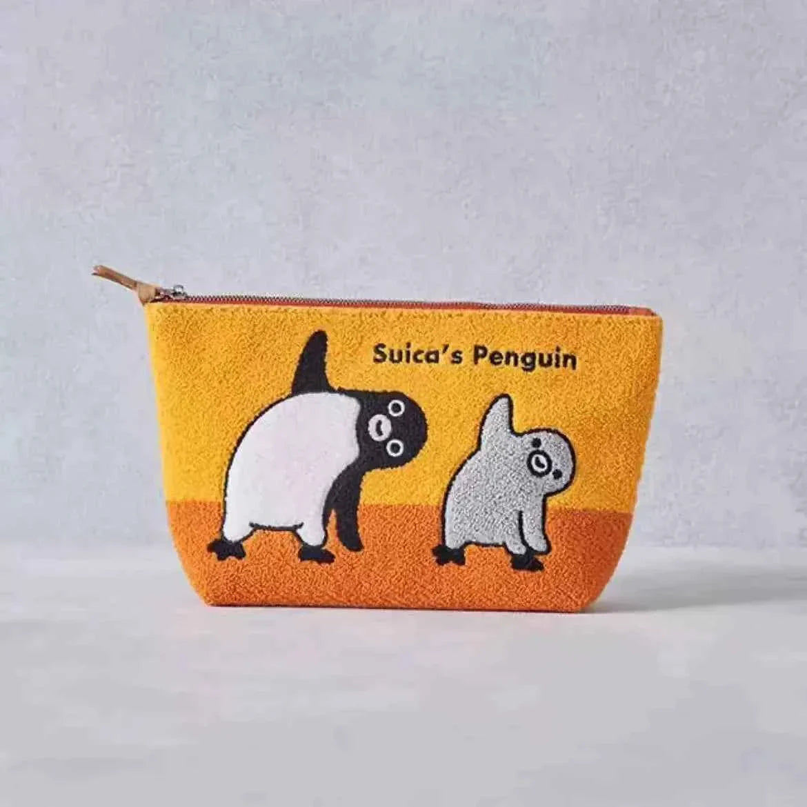 Orange Japanese Suica Penguin Watermelon Embroidered Cosmetic Bag