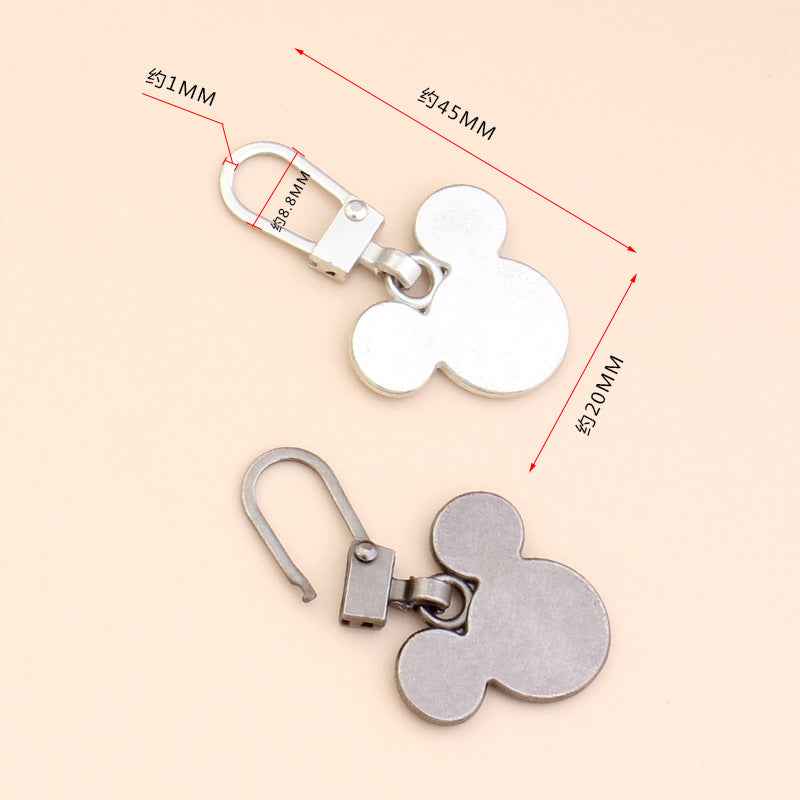 Detachable bear charm zipper pulls, gray and white options with clip and chain hardware