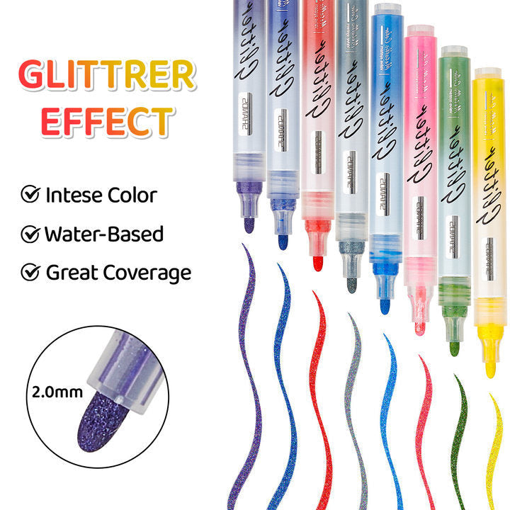 9 Colors Metallic Shimmer Markers Acrylic Paint Highlighters Pens 2.0MM
