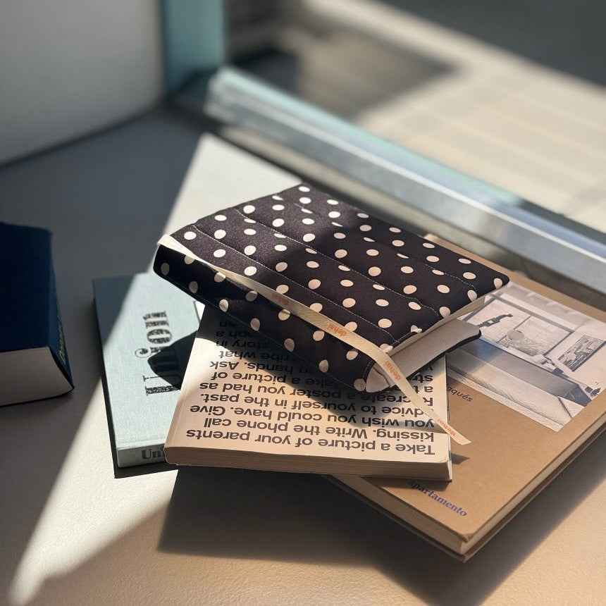 Polka Dot Book Cover - A5 Fabric Journal Sleeve & Planner Case White