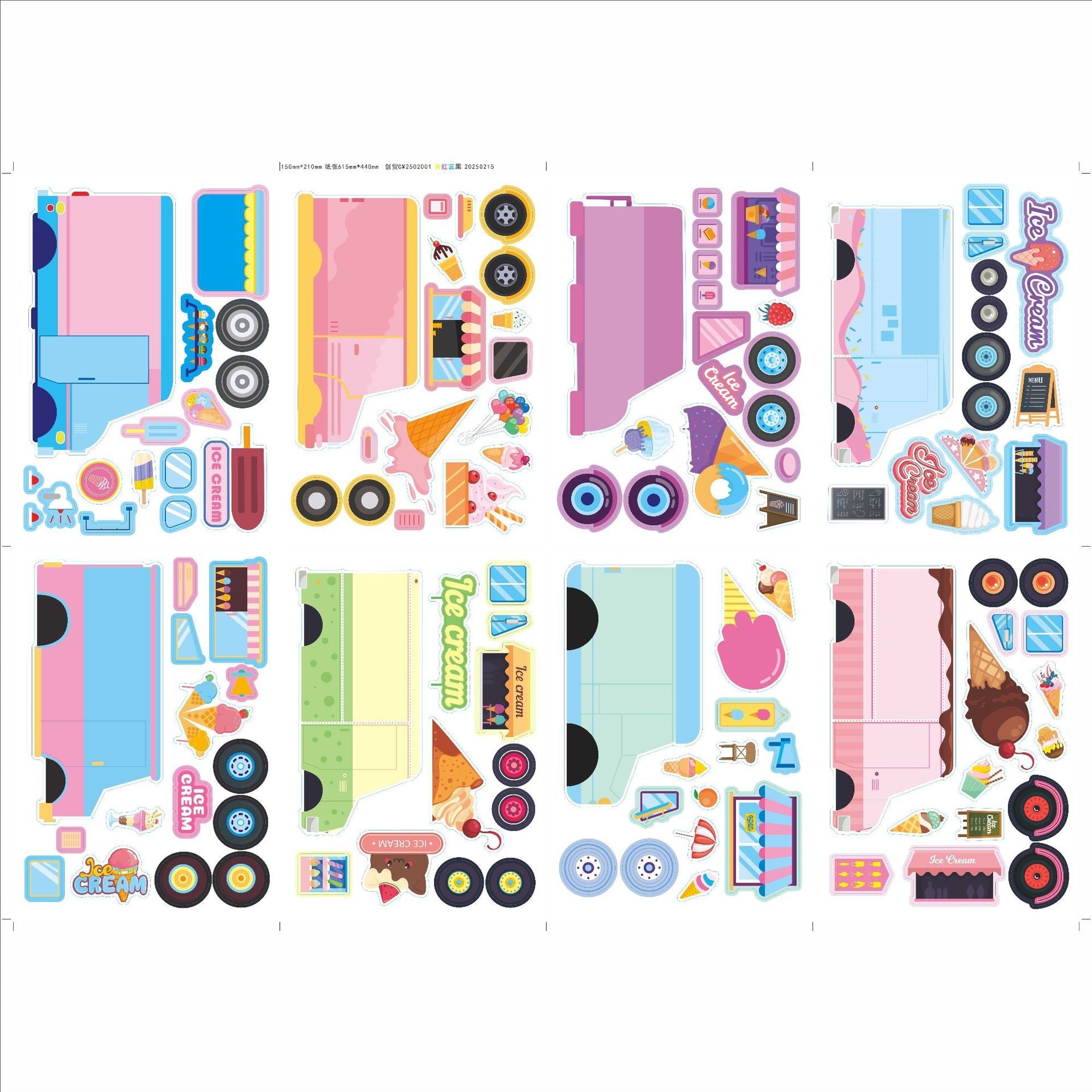 Make a Face Ice Cream Van Stickers for Kids 24 Sheets