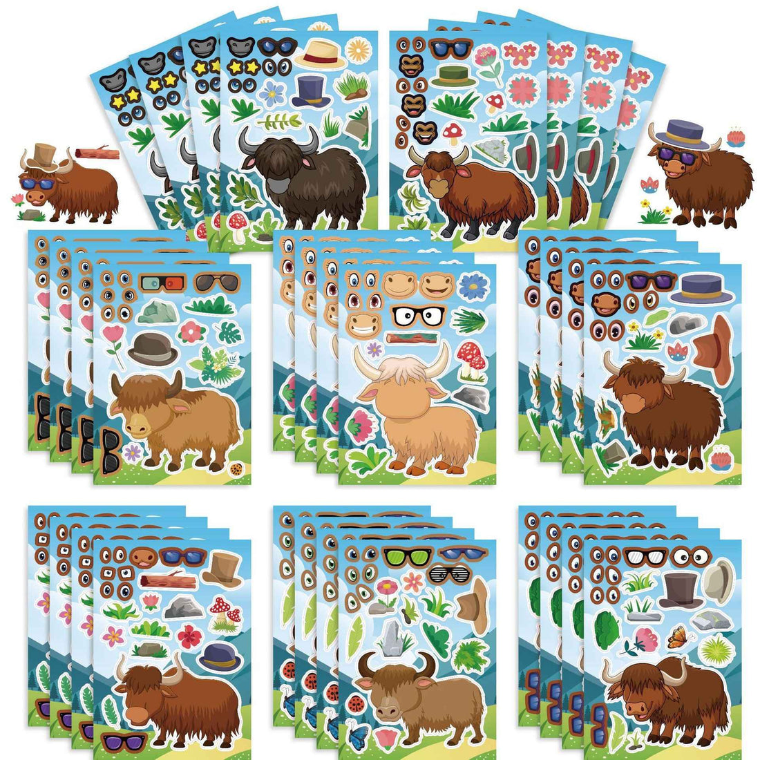 32 Sheets Hightland Cattle Make Your Own Stickers for Kids