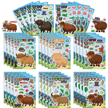 32 Sheets Hightland Cattle Make Your Own Stickers for Kids