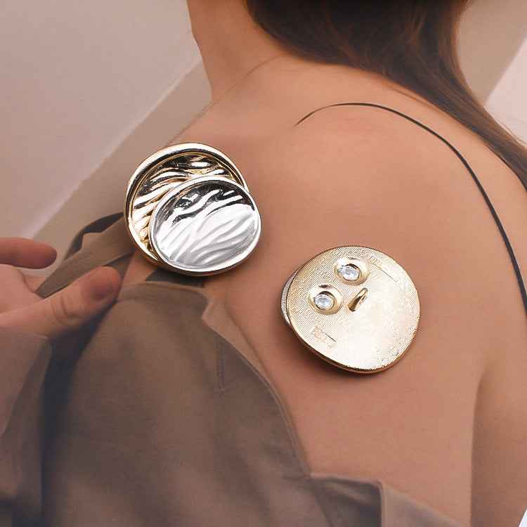 Gold-and-silver concave metal shank button, glossy wavy surface