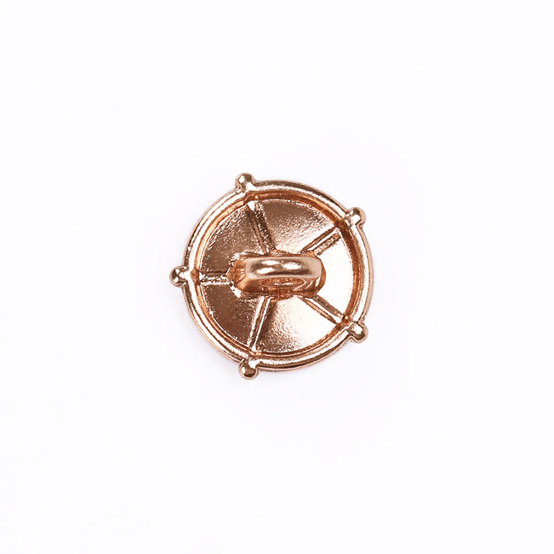 Goldfarbener Strassknopf mit schwarzer Emaille, Metall-Schank-Rückseite