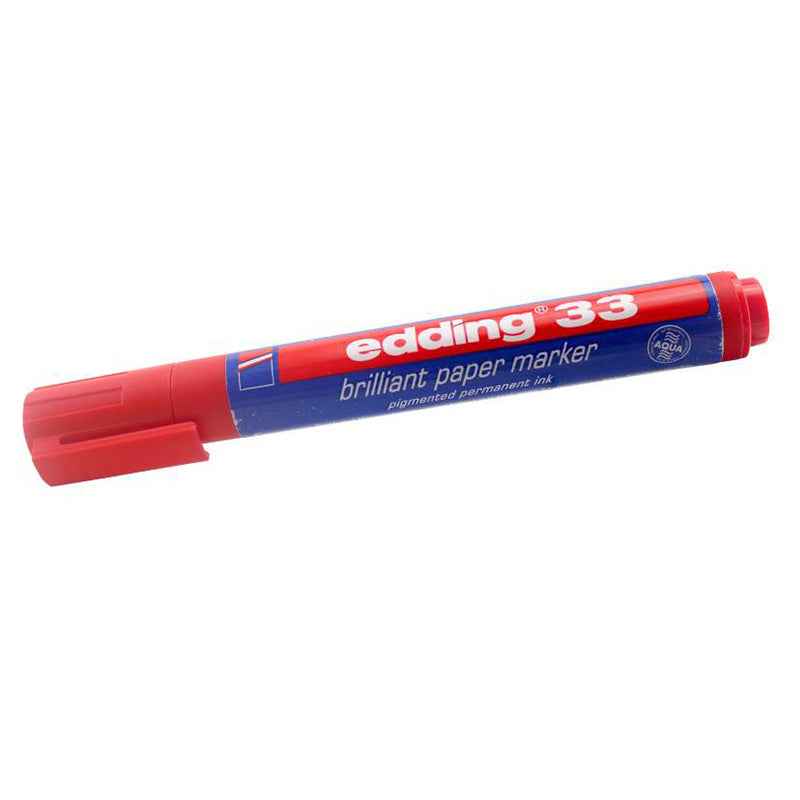edding 33 brilliant paper marker black red blue color 3 Pack 3 Red