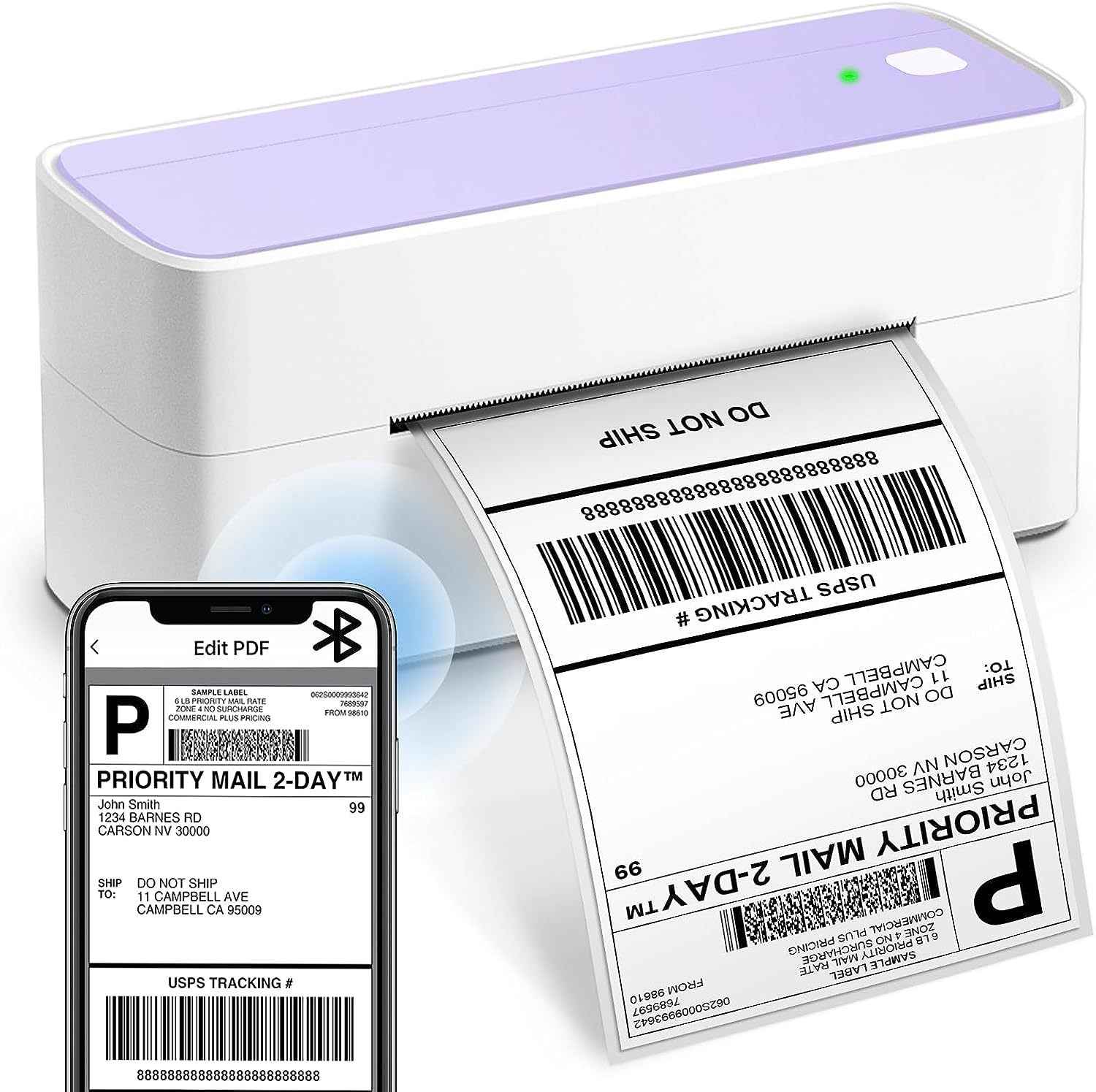 Phomemo 241BT Bluetooth Thermal Label Shipping Printer 4x6 Purple