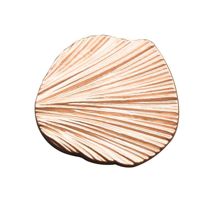 Gold leaf metal button, round face with engraved radial lines