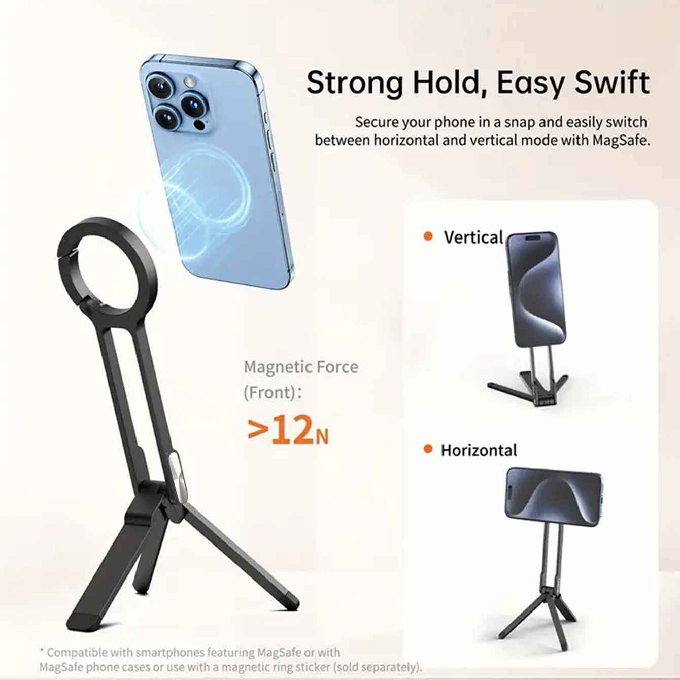 Aluminum Alloy Phone Tripod Carabiner-Mounted for iPhone