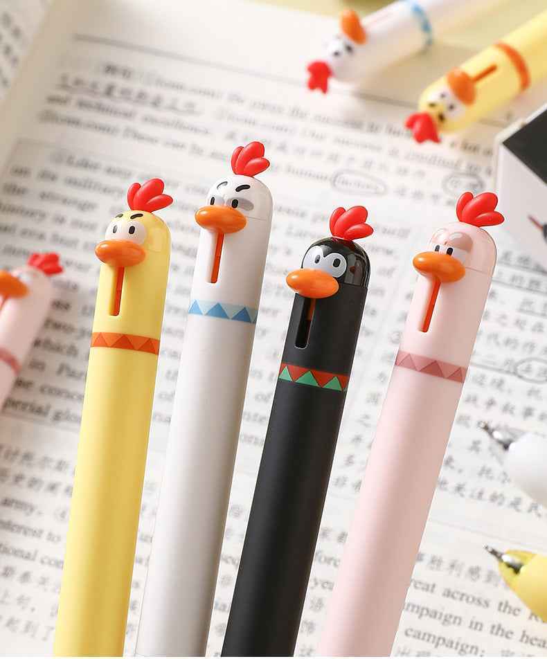 8PCS Cute Retractable Chicken Rollerball Gel Pens