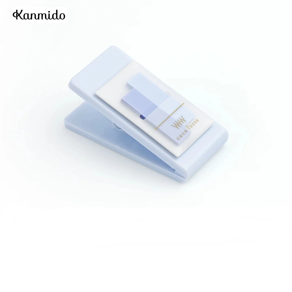 Kanmido Miniclip Coco Fusen MY FAVE Clip Sticky Note Dispenser | Refillable Index Tabs | 2 x 30 Sheets Blue