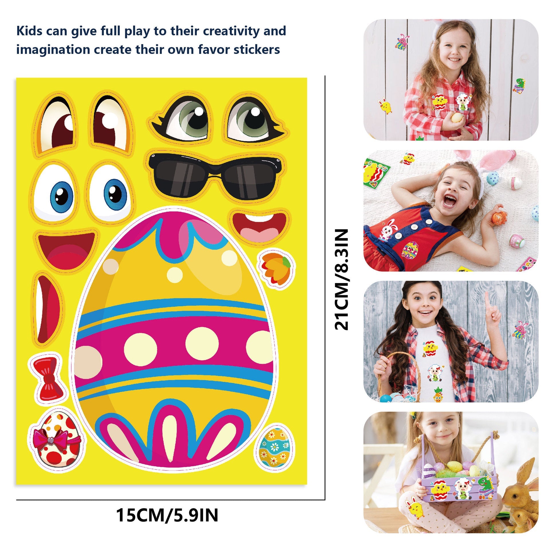 Make a Face Cartoon Easter Rabbit DIY Stickers for Kids 24 Sheets