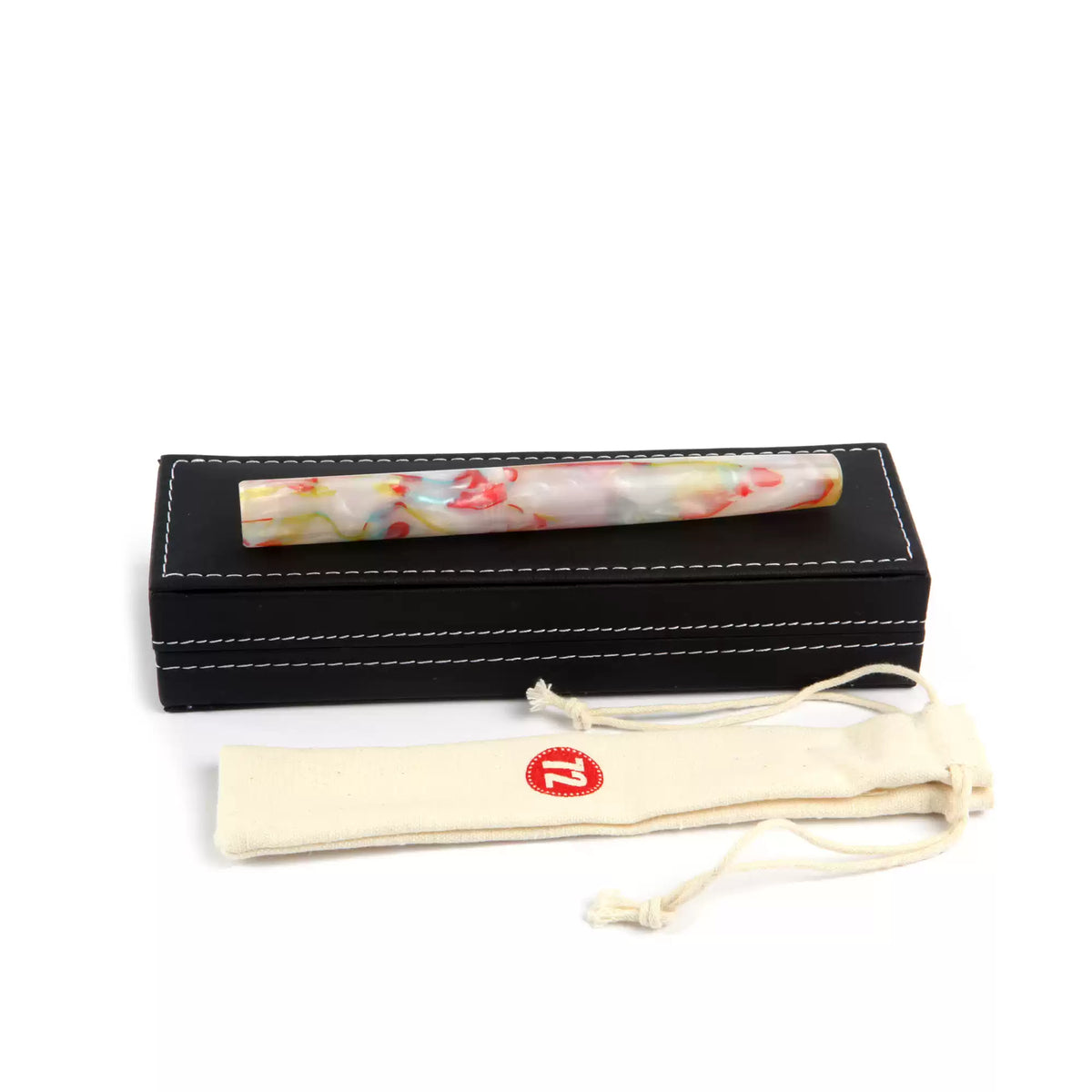 White Floral Handmade Acrylic Dip Pen with Glass Nib – Botanical Journal & Calligraphy Pen