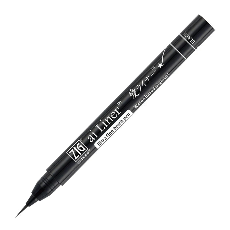 Kuretake ZIG ai Liner Ultra Fine Brush Pen – Black / Grey / Brown / Dark Brown | Inking, Illustration & Sketching | Japan Kuretake ZIG Black