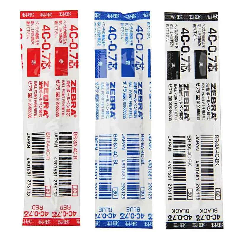 Zebra 4C-0.7 Ballpoint Pen Refill D1 -0.7mm Black/Red/Blue 10 Pack