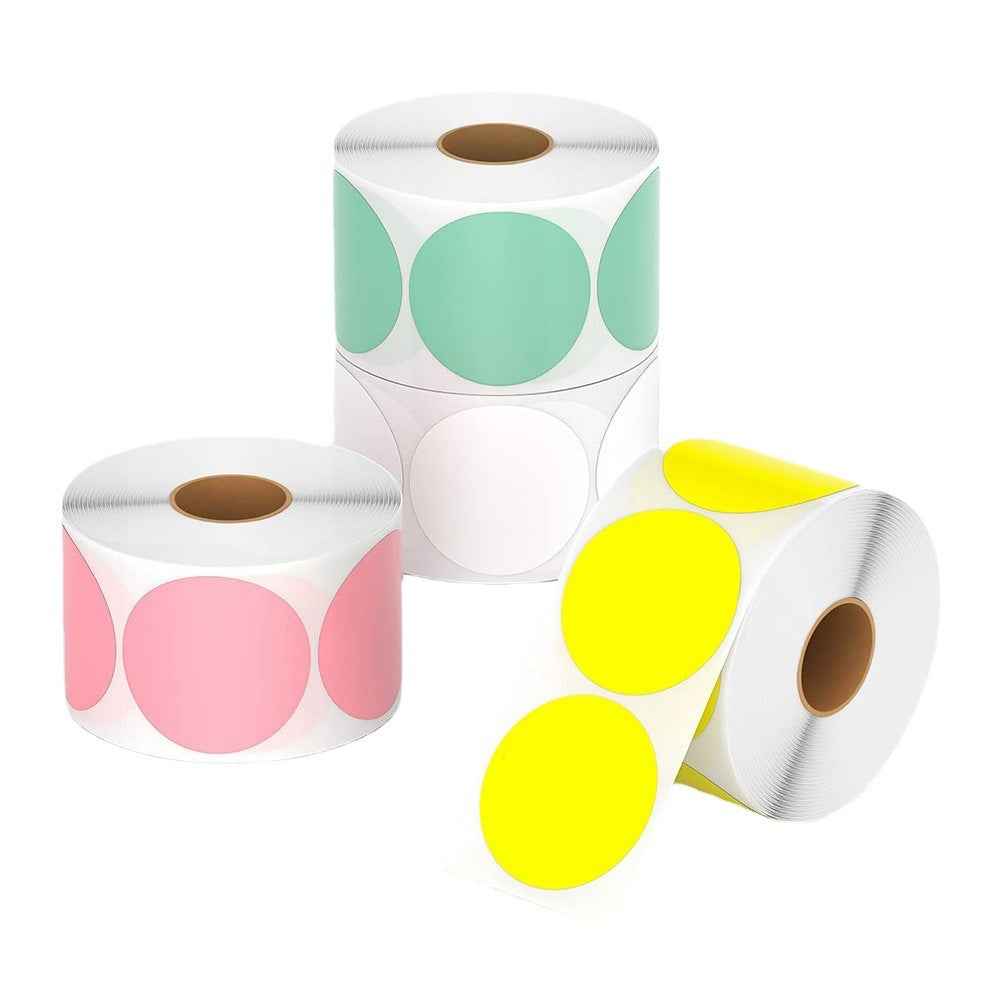 500pcs 2 inch Circle Color Direct Thermal Stickers Shipping Labels White
