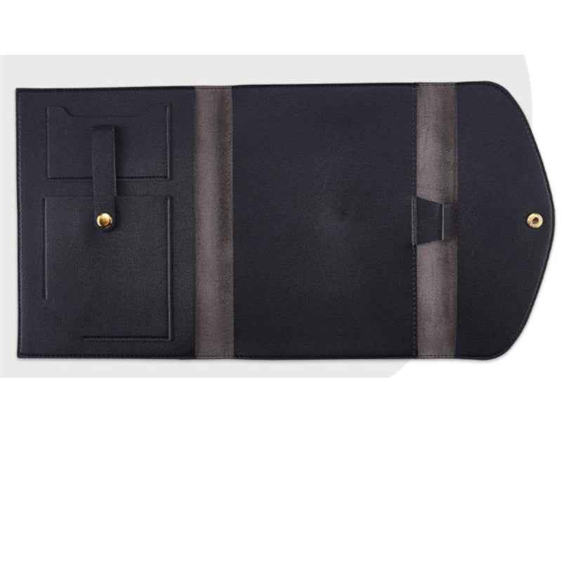 A5 Leather Notebook Cover with Card Slots, Pen Loop Black