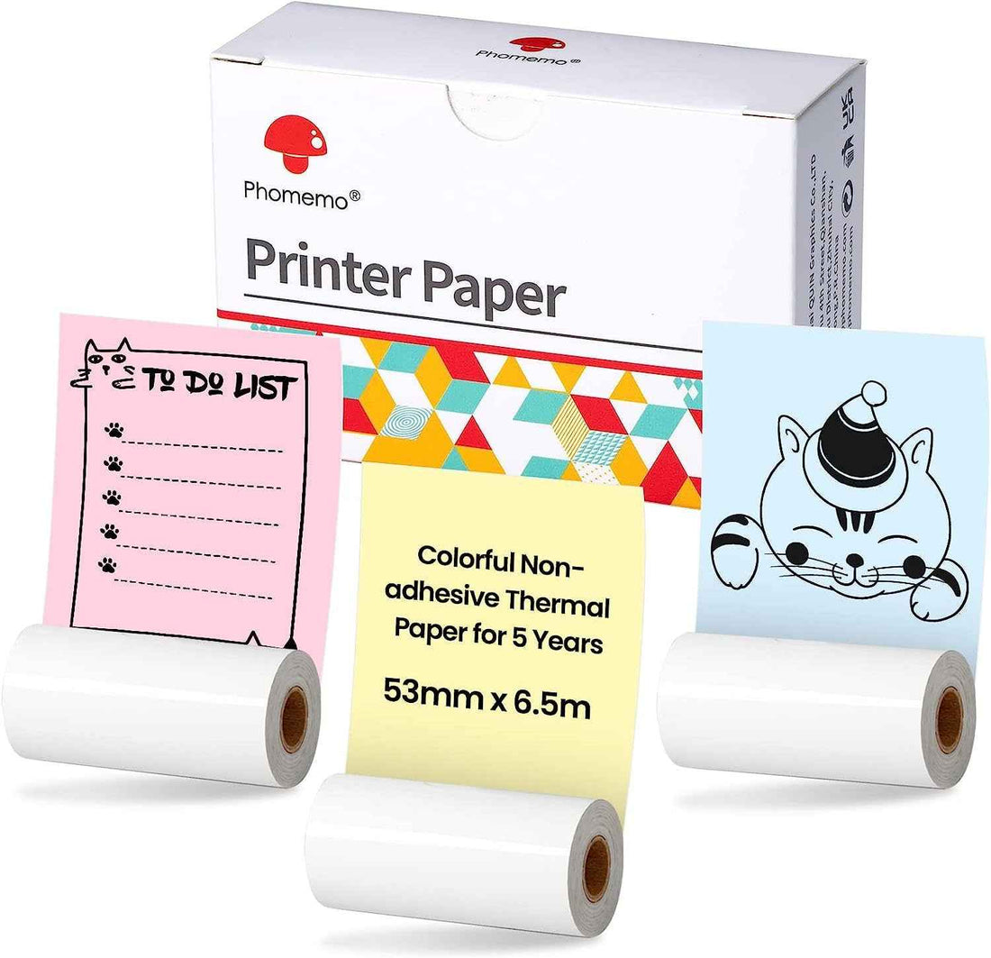Colorful Thermal Paper 53mm x 6.5m for Phomemo M02/M03 Pocket Printer