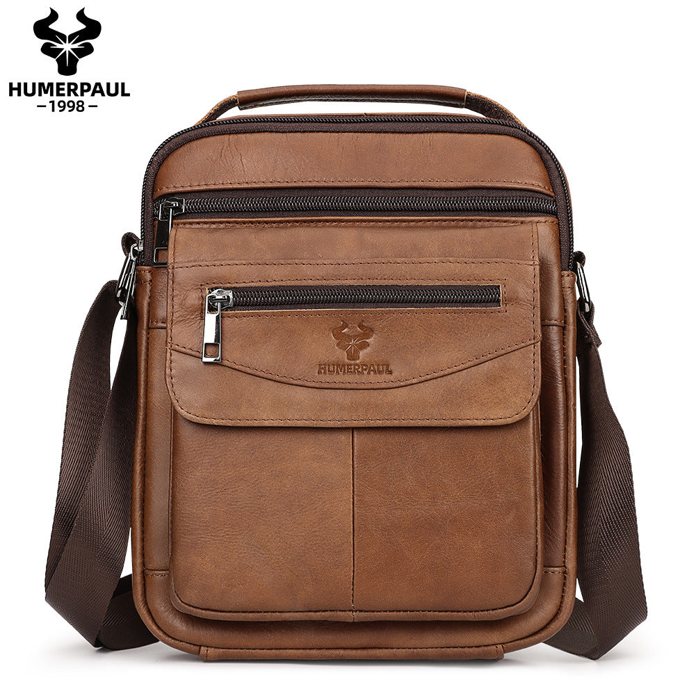 Genuine Leather Men's Crossbody Shoulder Bag Brown