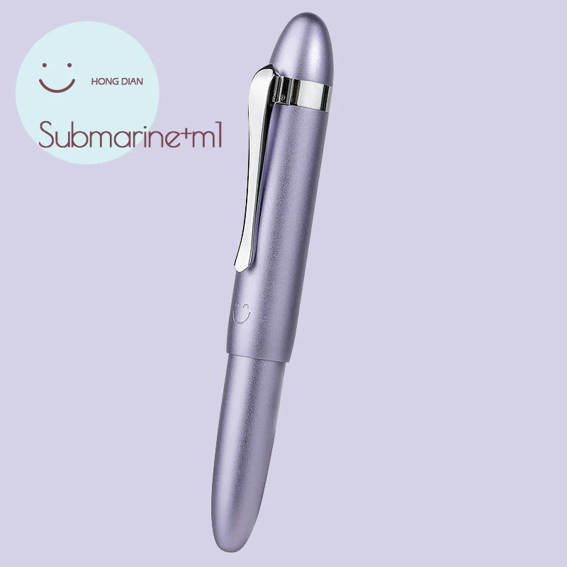 Hongdian Mini Pocket Travel Fountain Pen Submarine Shape Aluminium Purple