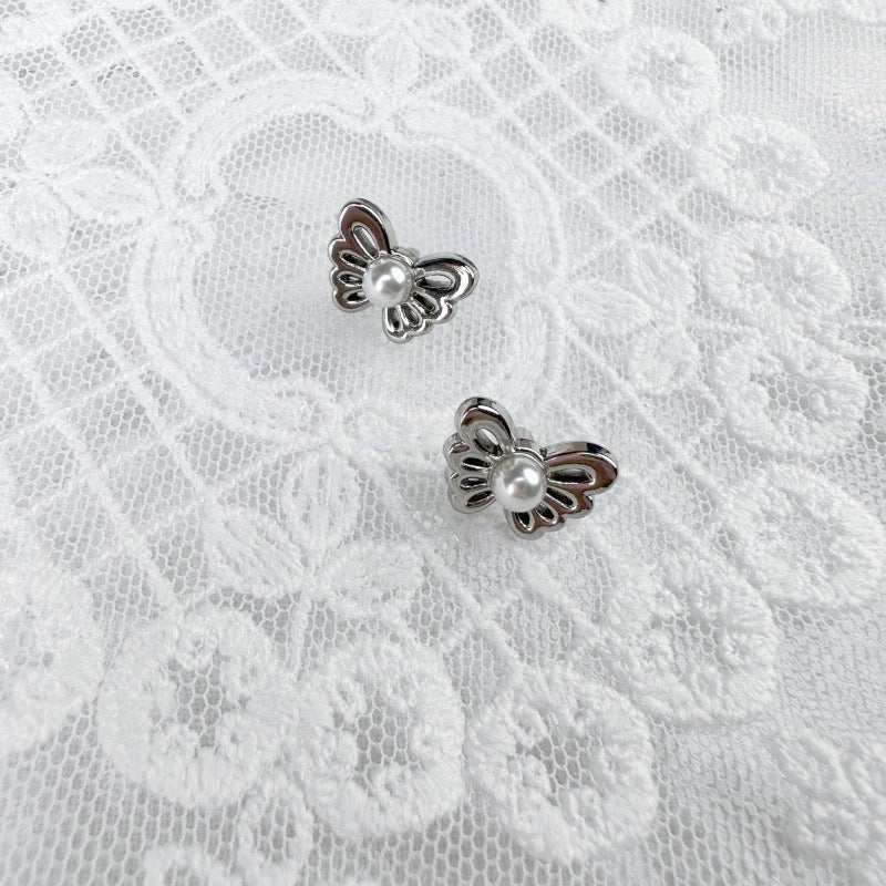 Butterfly pearl metal shank buttons, gold and silver tone set of 20