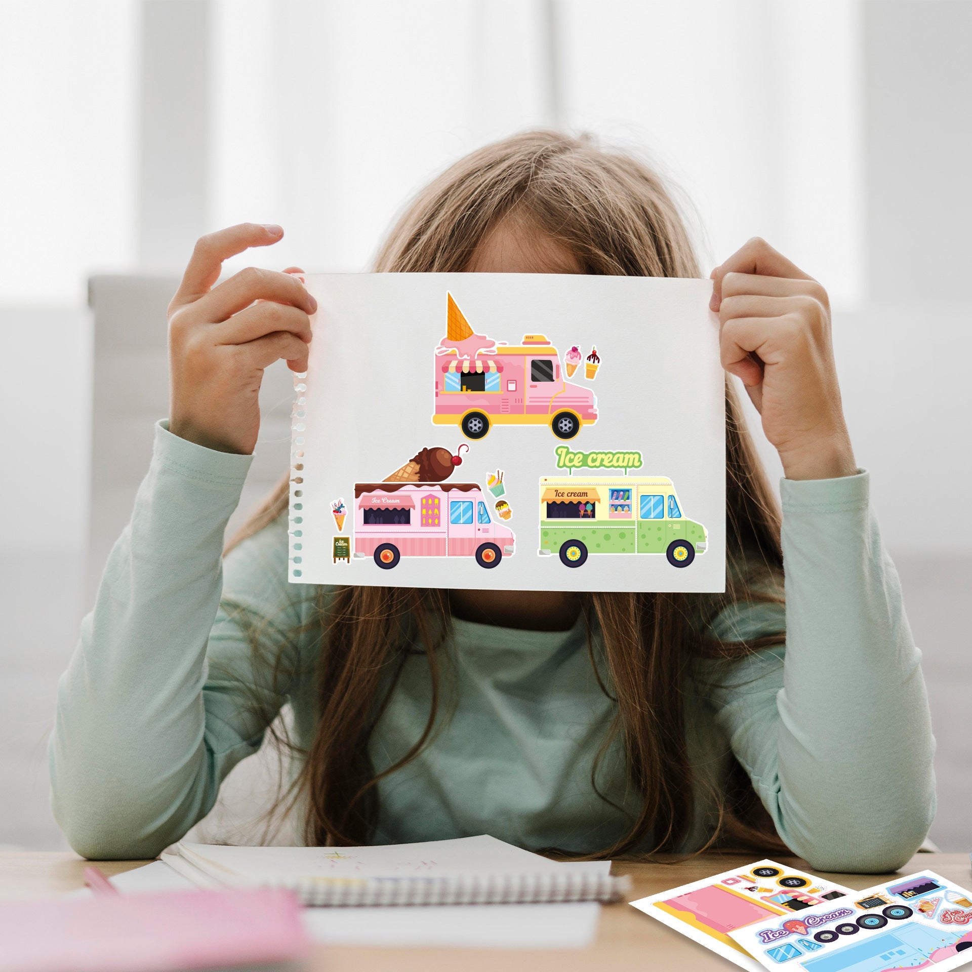 Make a Face Ice Cream Van Stickers for Kids 24 Sheets