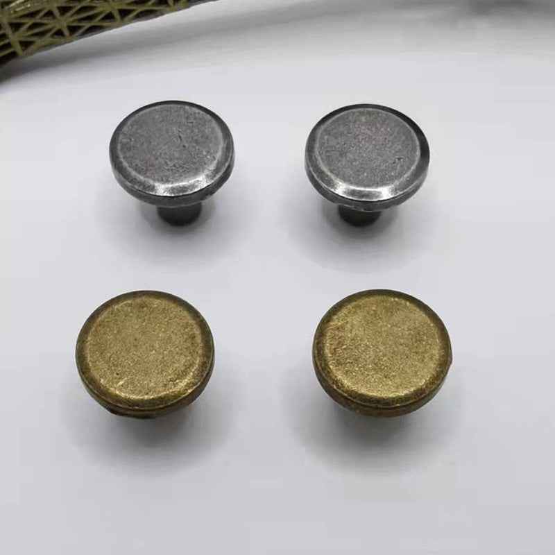 10mm flat head screw rivets, silver and bronze heads, 4 rivets